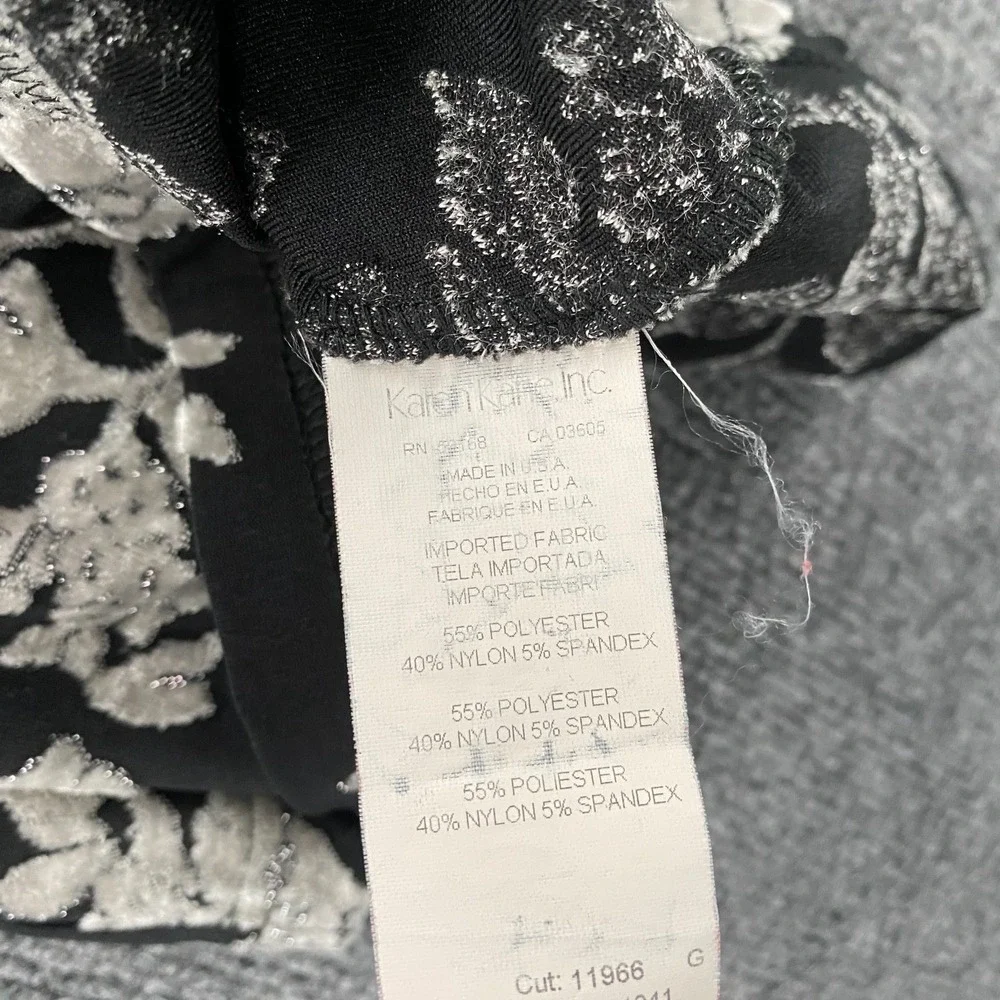 Karen Kane Top Medium Black Burnout Silver V-Neck Fitted Whimsigoth Fairy Grunge - Picture 6 of 8